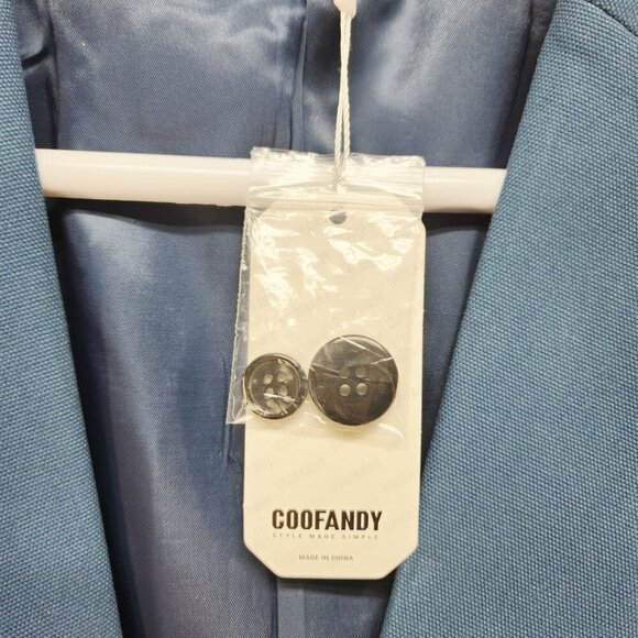 Coofandy Mens Blue Blazer Jacket Size L Button Closure - Picture 3 of 10